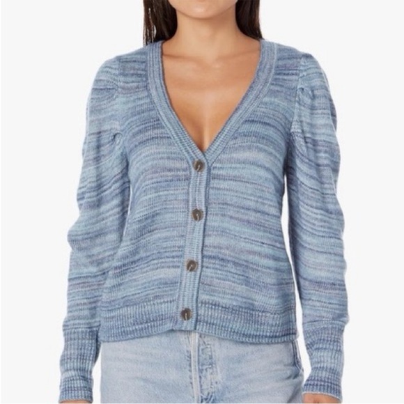 Nic+ Zoe Harvest multi blue colored button down V neck  cardigan  Size Small - Picture 1 of 13